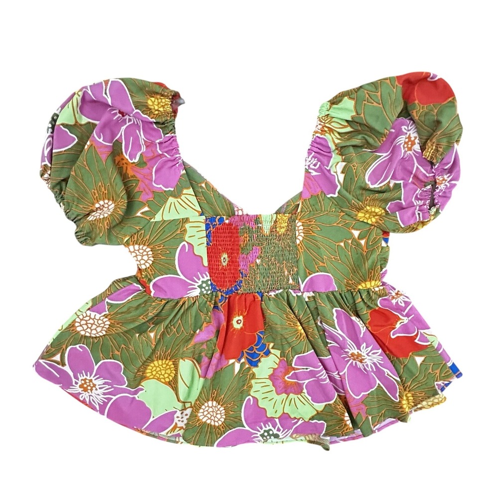 Entro Women's Vivian V-Neck Bubble Sleeve Top Medium Floral NWT - Picture 6 of 9